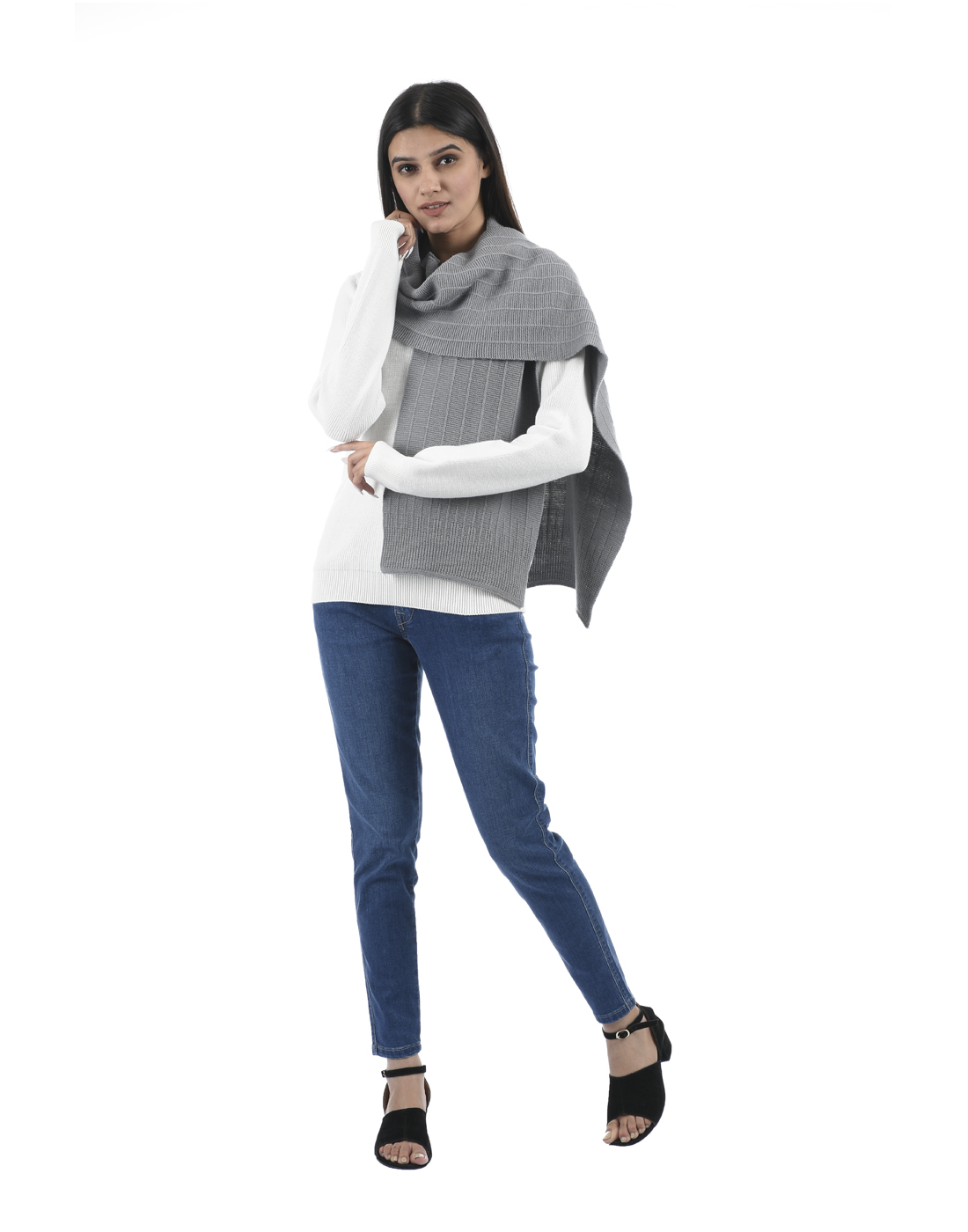 Portobello Wome Casual Wear Grey Muffler